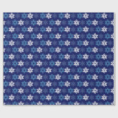 Blue and White Snowflake Pattern Wrapping Paper Geschenkpapier (Flach)