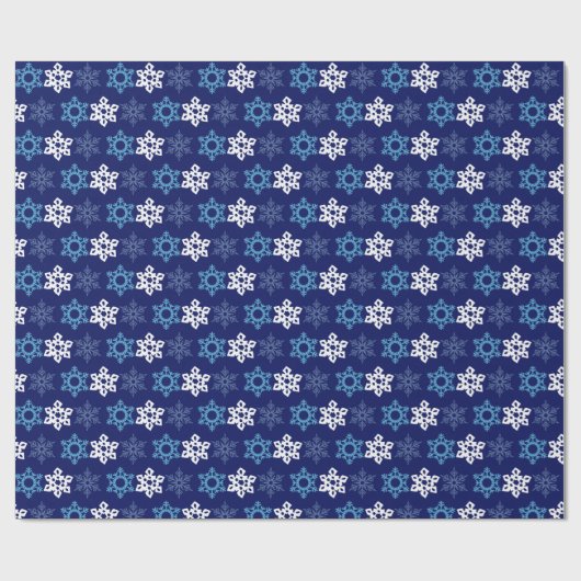 Blue and White Snowflake Pattern Wrapping Paper Geschenkpapier (Flach)