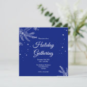 Blue and White Snowflake Square Holiday Gathering Einladung (Stehend Vorderseite)