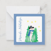 Blue and White Snowman Mini Mitteilungskarte (Vorderseite)
