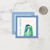 Blue and White Snowman Mini Mitteilungskarte (Vorderseite/Rückseite Beispiel)