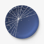 Blue and White Sparkling Diamond Spider Web Pappteller (Vorderseite)