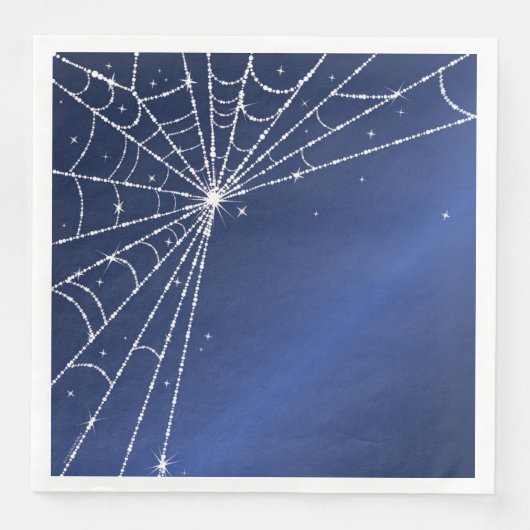 Blue and White Sparkling Diamond Spider Web Serviette (Vorderseite)