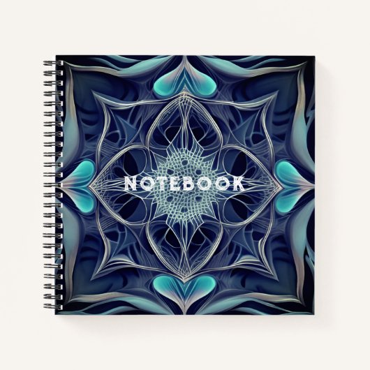 Blue and White Spirograph Design Notebook Notizblock (Vorderseite)
