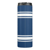 Blue and White Sports Jersey Streifen Name Custom Thermosbecher (Rückseite)