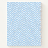 Blue And White Squiggly Chevron Zigzag With Name Notizblock (Rückseite)