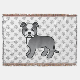 Blue and White Staffordshire Bull Terrier Dog Decke