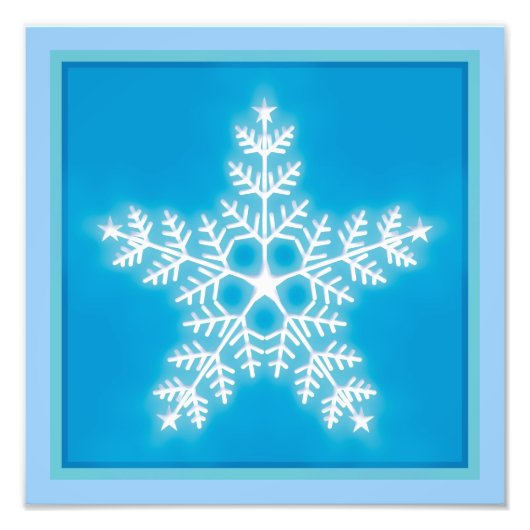 Blue and White Star Snowflake Fotodruck (Vorne)
