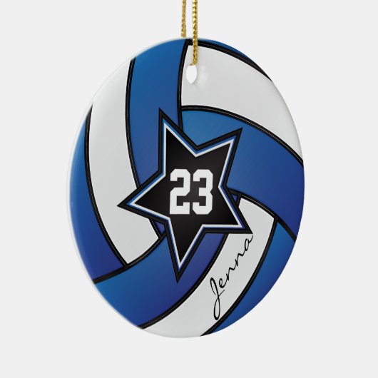 Blue and White Star Volleyball 2 Keramikornament (Rechts)