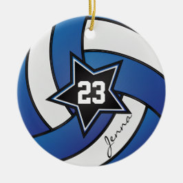 Blue and White Star Volleyball 2 Keramikornament