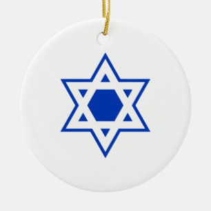 Blue and White Star von David Keramik Ornament