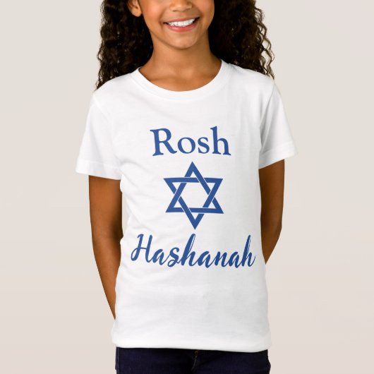 Blue and White Star von David Rosh Hashanah T-Shirt (Vorderseite)