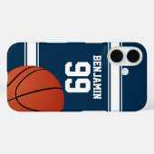 Blue and White Stripes Basketball Jersey Case-Mate iPhone Hülle (Rückseite (Horizontal))