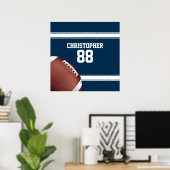 Blue and White Stripes Jersey Football Poster (Heimbüro)