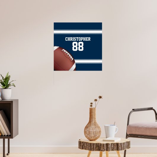 Blue and White Stripes Jersey Football Poster (Wohnzimmer 3)