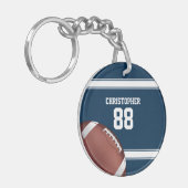 Blue and White Stripes Jersey Football Schlüsselanhänger (Vorderseite links)