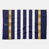 Blue and white stripes pattern gold accents geschirrtuch (Horizontal)
