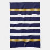 Blue and white stripes pattern gold accents geschirrtuch (Vertikal)