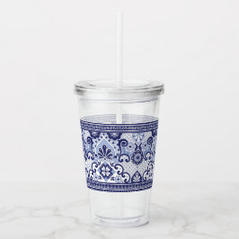 Blue and White Talavera Mexican Folk Art Tasse Pap