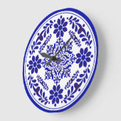 Blue and White Talavera Three Große Wanduhr (Winkel)