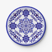 Blue and White Talavera Three Pappteller (Vorderseite)