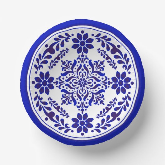 Blue and White Talavera Three Pappteller (Vorderseite)