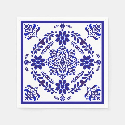 Blue and White Talavera Three Serviette (Vorderseite)