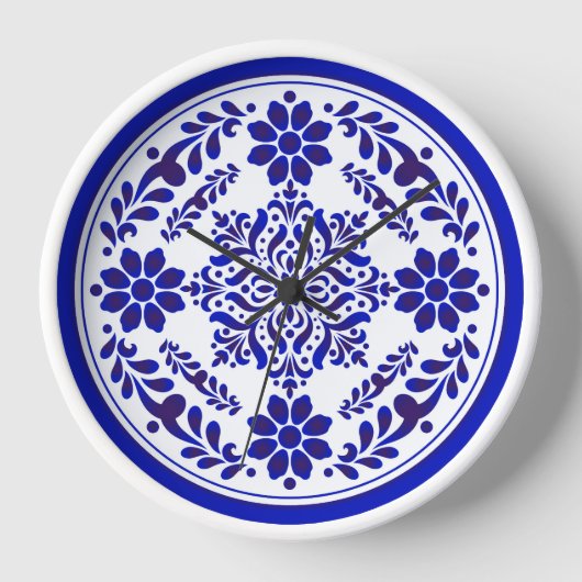 Blue and White Talavera Three Uhr (Vorderseite)