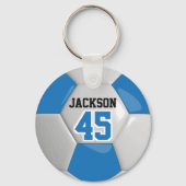 Blue and White Team Soccer ⚽ Ball Schlüsselanhänger (Rückseite)