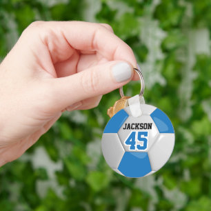 Blue and White Team Soccer ⚽ Ball Schlüsselanhänger