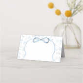 Blue and White Toile Baby Dusche Platzkarte (Rückseite)