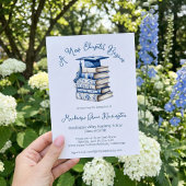 Blue and White Toile Books New Chapter Abschluss Einladung