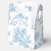 Blue and White Toile de Jouy Baby Dusche Geschenkschachtel (Geöffnet)
