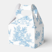 Blue and White Toile de Jouy Baby Dusche Geschenkschachtel (Vorderseite)