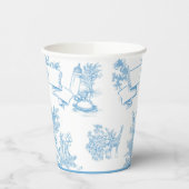 Blue and White Toile de Jouy Baby Dusche Pappbecher (Links)