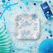 Blue and White Toile de Jouy Baby Dusche Pappteller (Party)