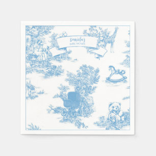 Blue and White Toile de Jouy Baby Dusche Serviette