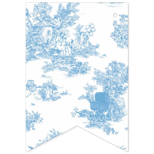 Blue and White Toile de Jouy Baby Dusche Wimpelkette (Elfte Fahne)