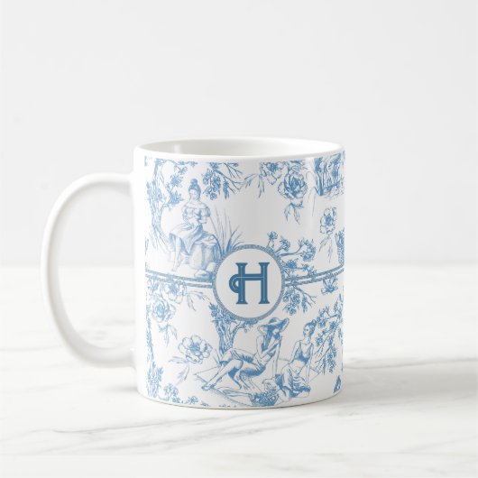 Blue and White Toile de Jouy Brautparty Kaffee Kaffeetasse (Links)
