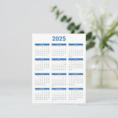 Blue and White USA 2025 Yearly Calendar Flat Card (Stehend Vorderseite)