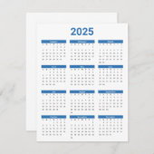 Blue and White USA 2025 Yearly Calendar Flat Card (Vorne/Hinten)