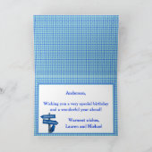 Blue and White Vintag Camper Happy Birthday Karte (Innenseite)