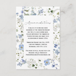 Blue and White Watercolor Floral Wedding Enclosure Begleitkarte