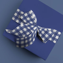 Blue and White Watercolor Gingham Satinband