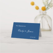 Blue and White Wedding Platzkarte (Rückseite)