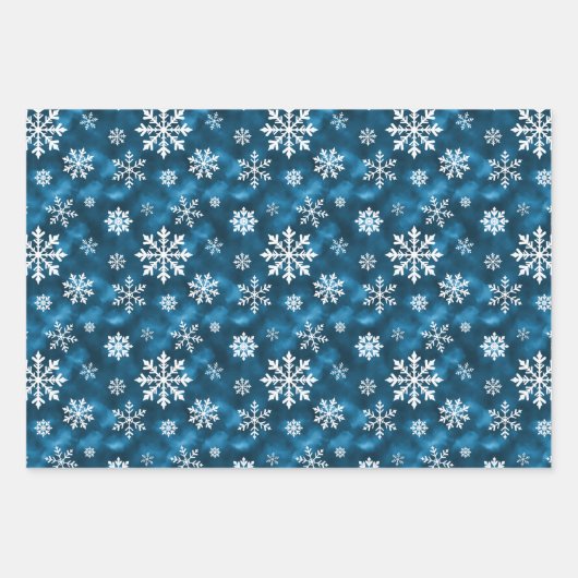 Blue And White Winter Snowflakes Pattern Geschenkpapier Set (Vorderseite 3)