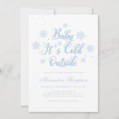 Blue and White Winter Wonderland Baby Dusche Einladung (Vorderseite)