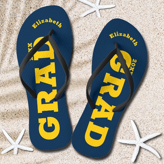 Blue and Yellow Abschluss Senior Class Badesandalen