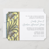 Blue and Yellow Art Deco Iris Hochzeit Einladung (Vorderseite)