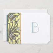 Blue and Yellow Art Deco Iris Hochzeit Einladung (Rückseite)